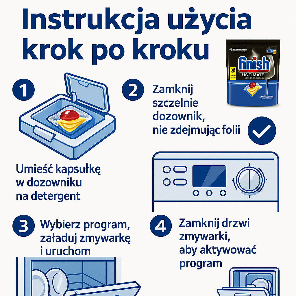 Instrukcja użycia kapsułek Finish krok po kroku
