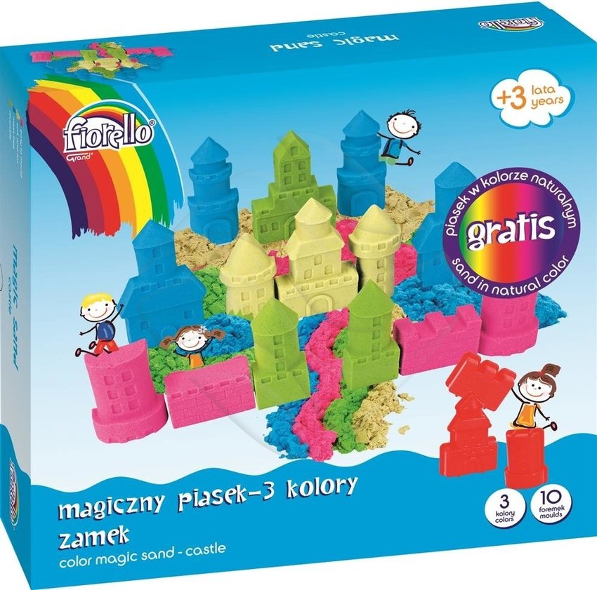 Magiczny Piasek Zamek 700g 10 Foremek Mix Kolorów /Fiorello GR-F710PK