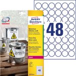 Etykiety Samoprzylepne Heavy Duty Okrągłe Avery śr. 30mm 48/A4 A'20 Białe No.L4716-20