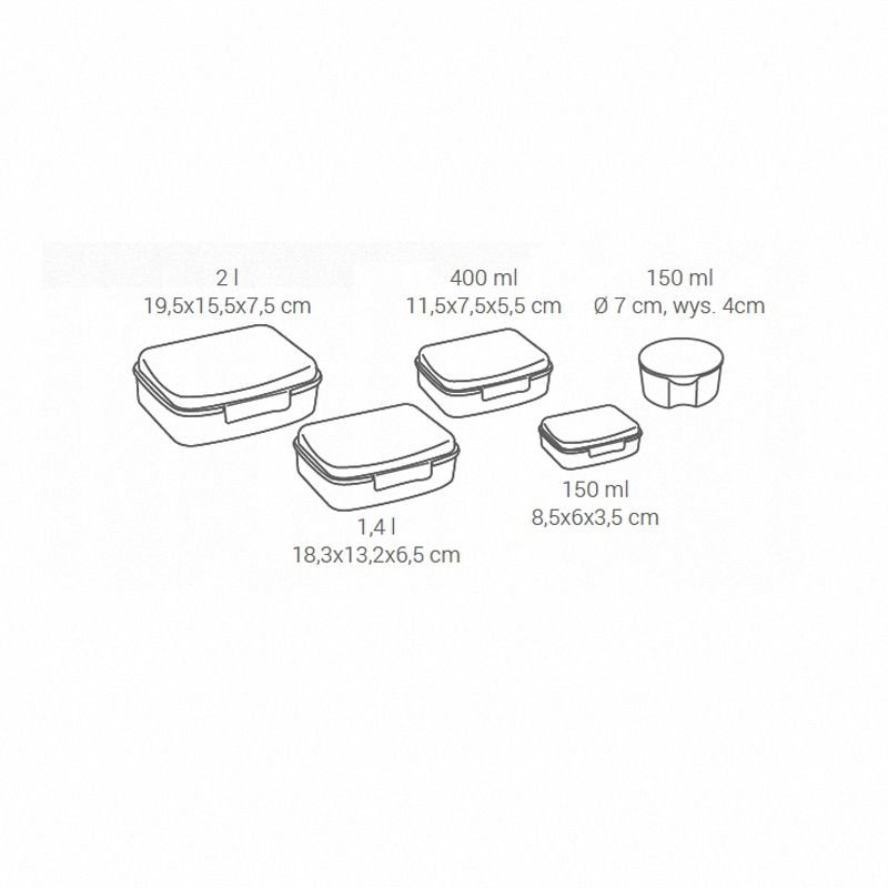 Zestaw 5 Pojemników Na Żywność Foodie Lunch Box Czerwony / Mintra