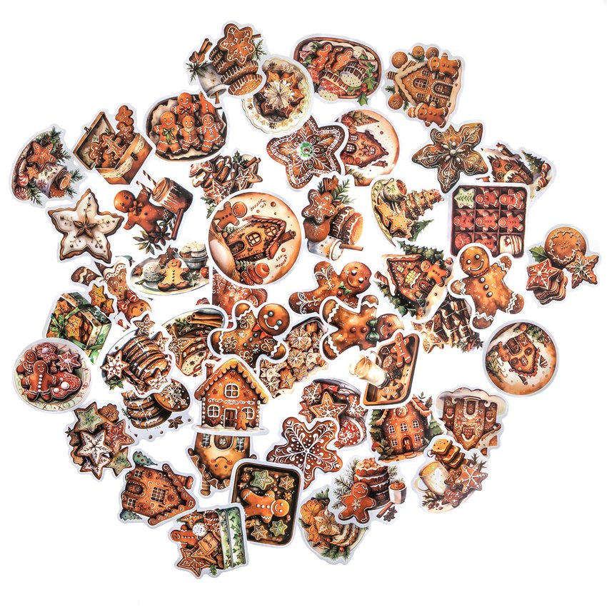 Naklejki Winylowe Świąteczne 50szt Gingerbread /DpCraft