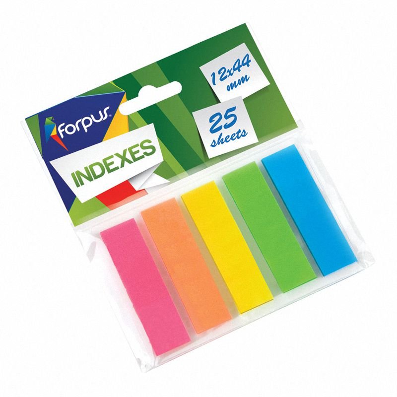 Zakładki Indeks. PP 12x44 5Kolx25szt F042028 trans.folia /Forpus