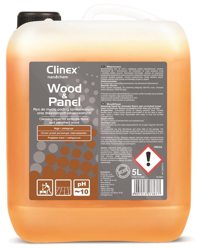 Płyn Do Mycia Drewnianych Podłóg I Paneli Clinex Wood&Panel 5L 77-690 Skoncentrowany