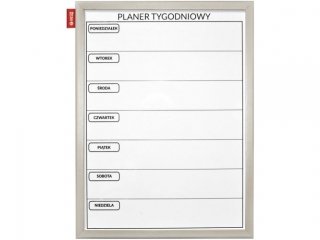 Tablica Planer  Tygodniowy nadruk w Kolorze Czarnym Rama Drewniana Lakierowana Srebrna 40x30 cm /Memobe