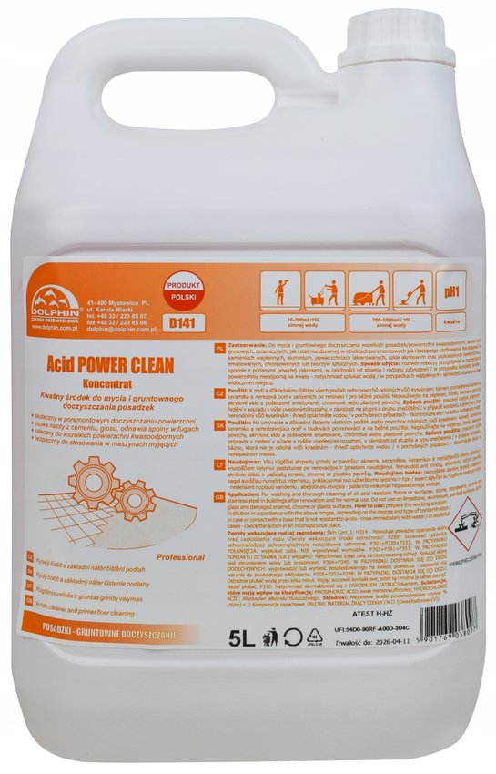 Dolphin Koncentrat Do Mycia i Gruntownego Doczyszczania Posadzek Acid Power D141 5L