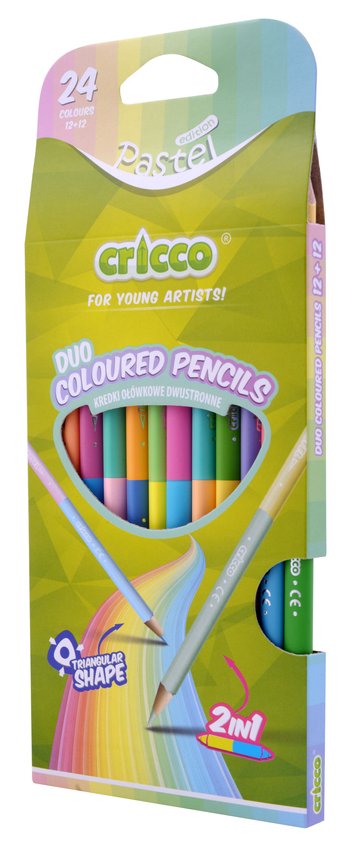 Kredki Dwustronne Cricco Trójkątne12/24 Kol. Pastelowe