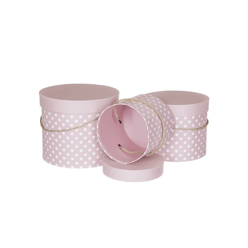 Pudełka Ozdobne w Groszki ze Sznurkiem A'3 [DPBO-017]  Pink  /Dpcraft