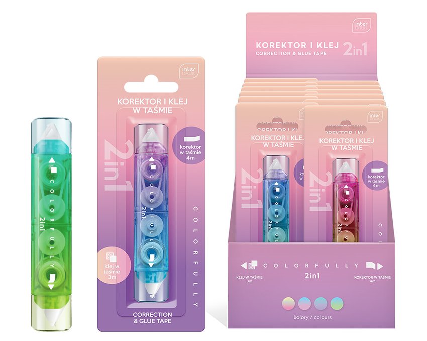 Korektor/Klej W Taśmie 2W1 Color  /Interdruk