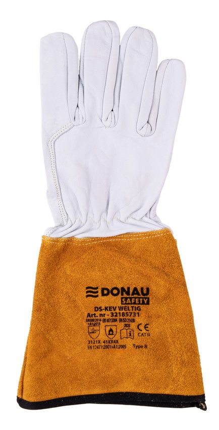 Rękawice spawalnicze DONAU SAFETY DS-KEV WELTIG kevlar skóra kozia rozm. 9/L biało-złote