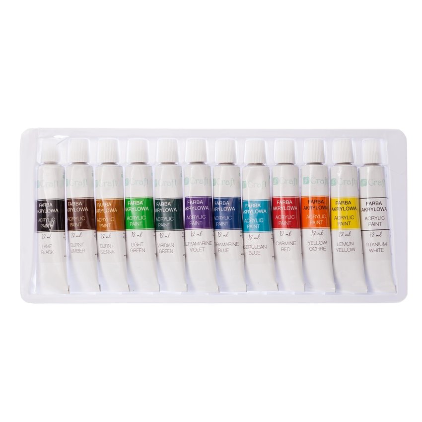 Farby Akrylowe 12kol 12ml Zestaw /DpCraft