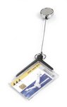 Identyfikator Na Kartę z Mechanimem Ściągającym Cardholder De Luxe Pro 54x85mm 10szt. Antracytowy /Durable 830758