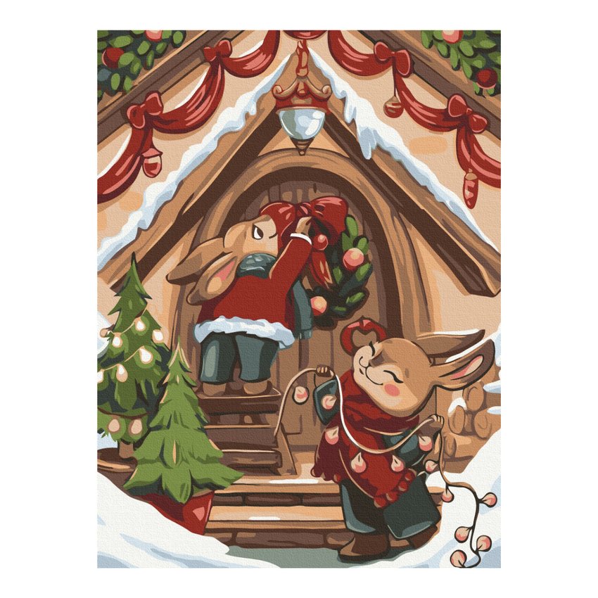 Malowanie po numerach BRUSHME 30x40 cm świąteczne króliczki 1 szt.