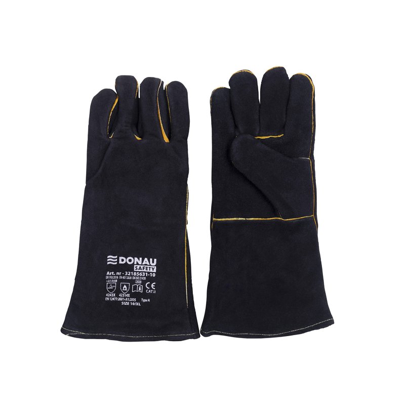 Rękawice Robocze Donau Safety Spawalnicze Mig Skóra Bydlęca Rozm. 10/XL Czarne  /DONAU SAFETY