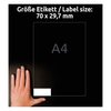 Etykiety Samop. Avery 70x29,7 30/A4 A'100 Białe No.3489