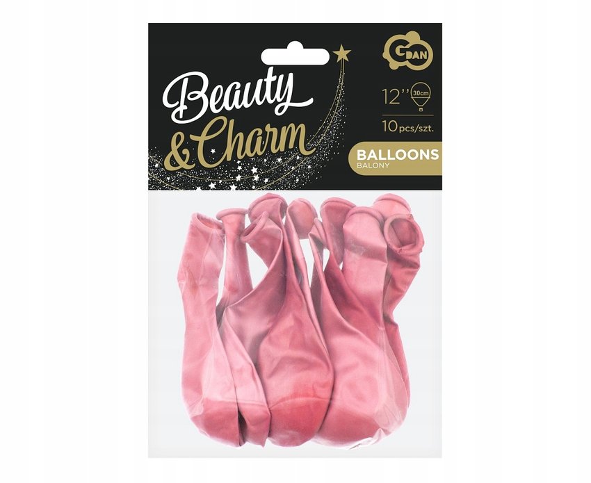 #BL Balony Beauty&Charm, metaliki j. różowe 12"/ 10 szt.