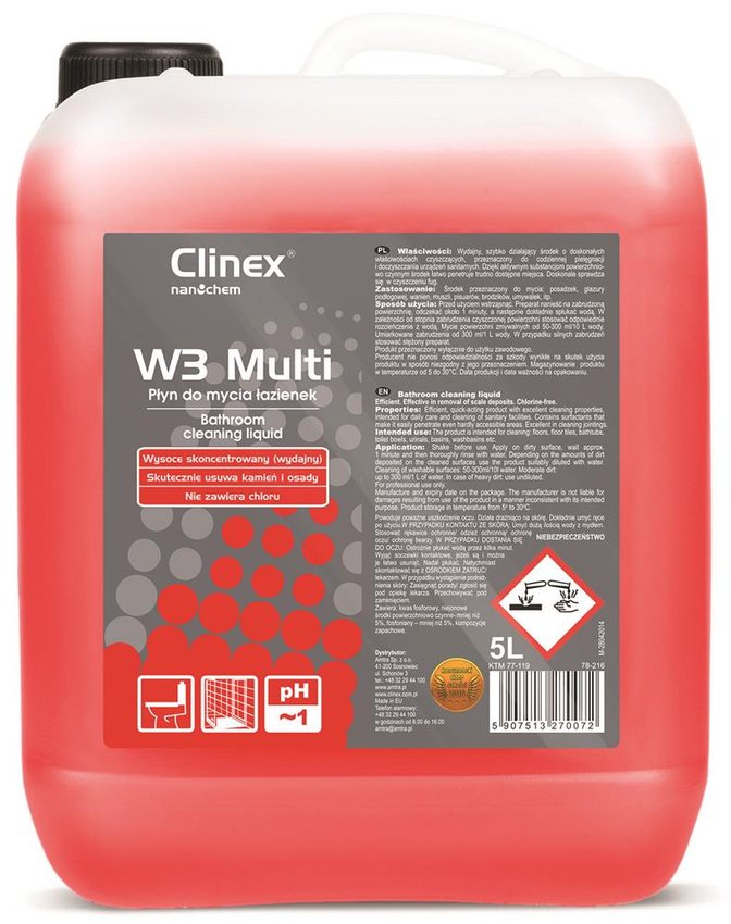 Środek Clinex W3 Multi 5L 77-119 do czyszczenia łazienek