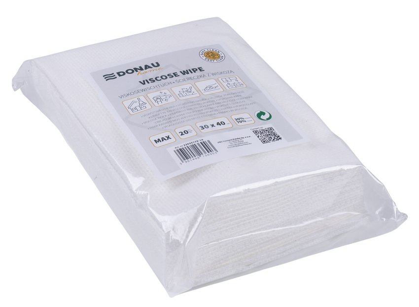 Ścierka DONAU HOME z wiskozą 70%, składana max 30x40cm 20 szt., biała