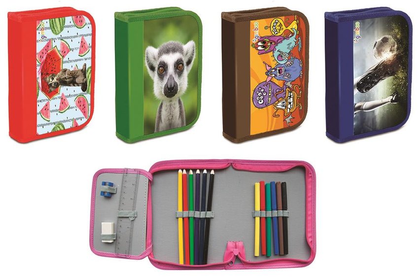 Piórnik Szkolny Gimboo Ekon. Z Wyposażeniem 1 Komora 1 Przekładka Mix Kolorów