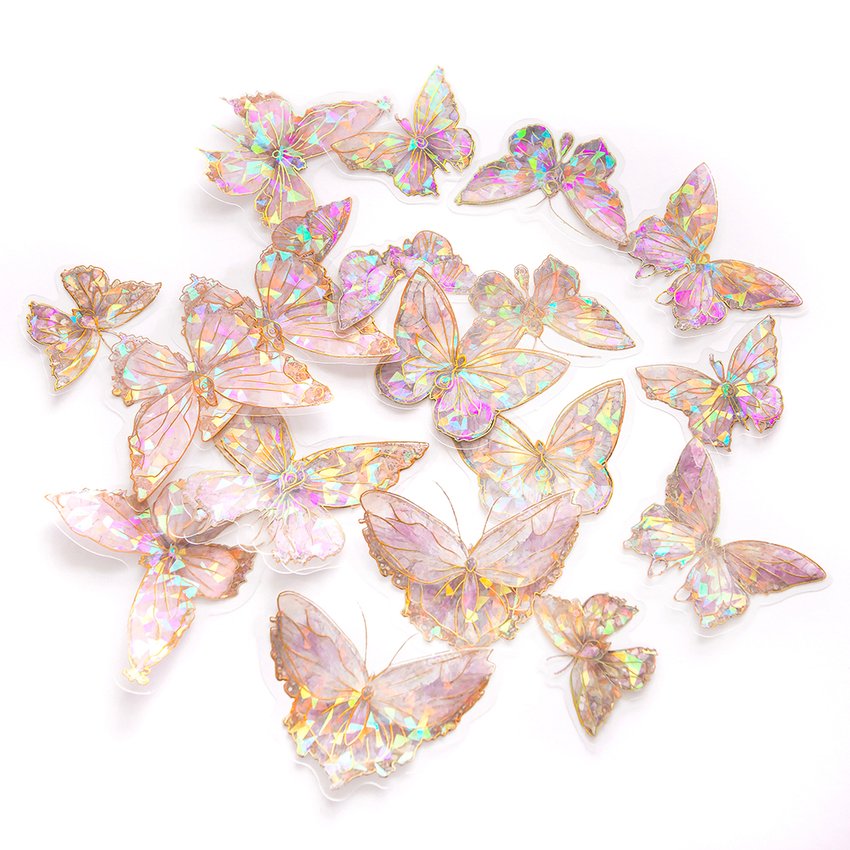Naklejki Połyskujące Pet Motyle 20szt. Crystal Pink /DpCraft