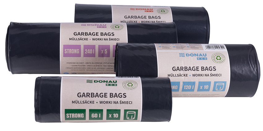 Worki na śmieci DONAU ECO mocne (LDPE), 240l 5 szt., czarne