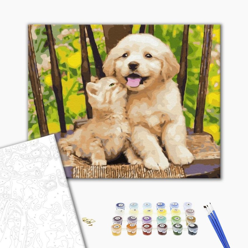 Malowanie po numerach BRUSHME 40x50 cm mali przyjaciele 1 szt., w pudełku