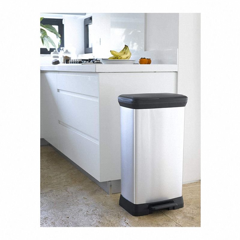 Kosz na śmieci Deco Bin 50L srebrny z pedałem /Curver 187152