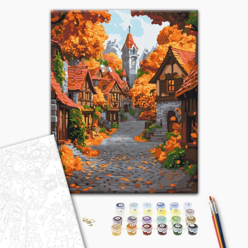 Malowanie po numerach BRUSHME 40x50 cm październikowe miasteczko 1 szt., w pudełku