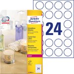 Etykiety Błyszczące Crystal Clear Okrągłe Avery śr. 40mm 24/A4 A'25 Przezroczyste No.L7780-25