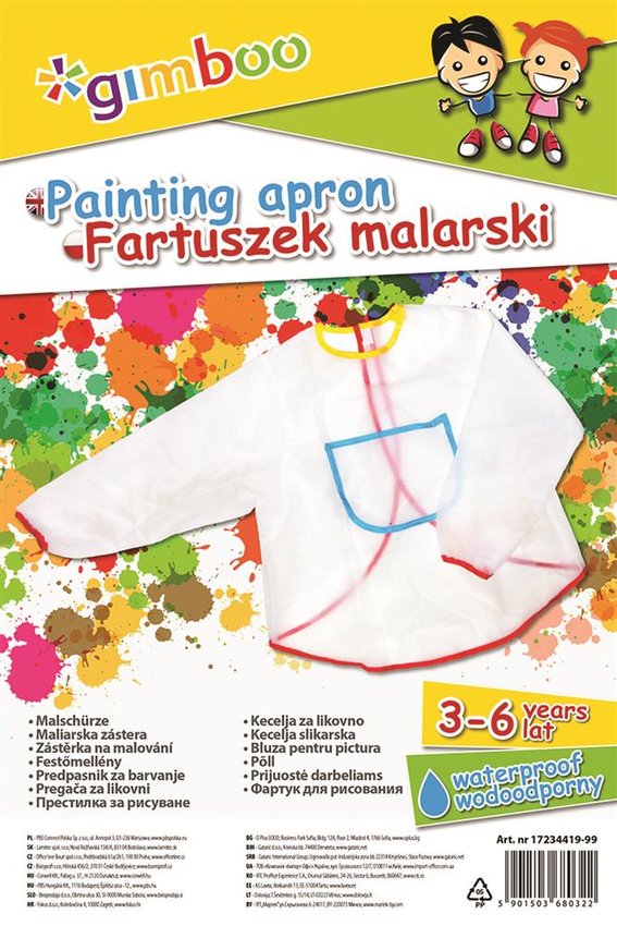 Fartuszek Malarski Gimboo Rozmiar 3-6 Lat Transparentny