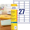 Samoprzylepne etykiety adresowe Avery 63.5x29.6 27/A4 A'25 przezroczyste No.J4721-25