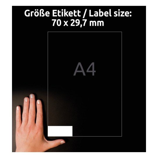 Etykiety Samop. Avery 70x29,7 30/A4 A'100 Białe No.3489