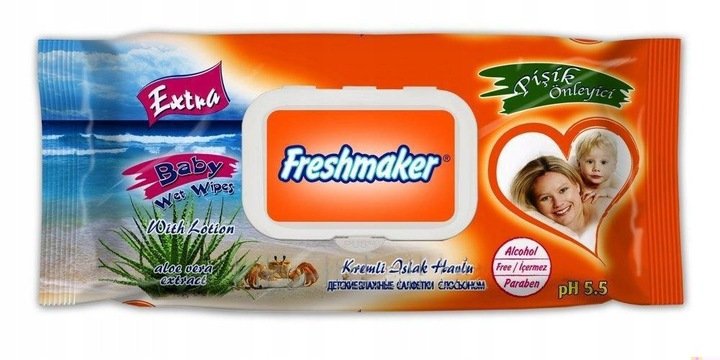 Chusteczki Nawilżane z Klipsem dla Dzieci Aloes Freshmaker A'60 /Corner