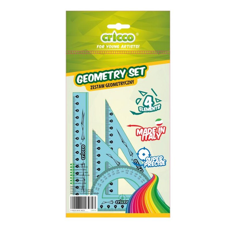 Zestaw Geometryczny z Linijką 16 cm Etui / Cricco
