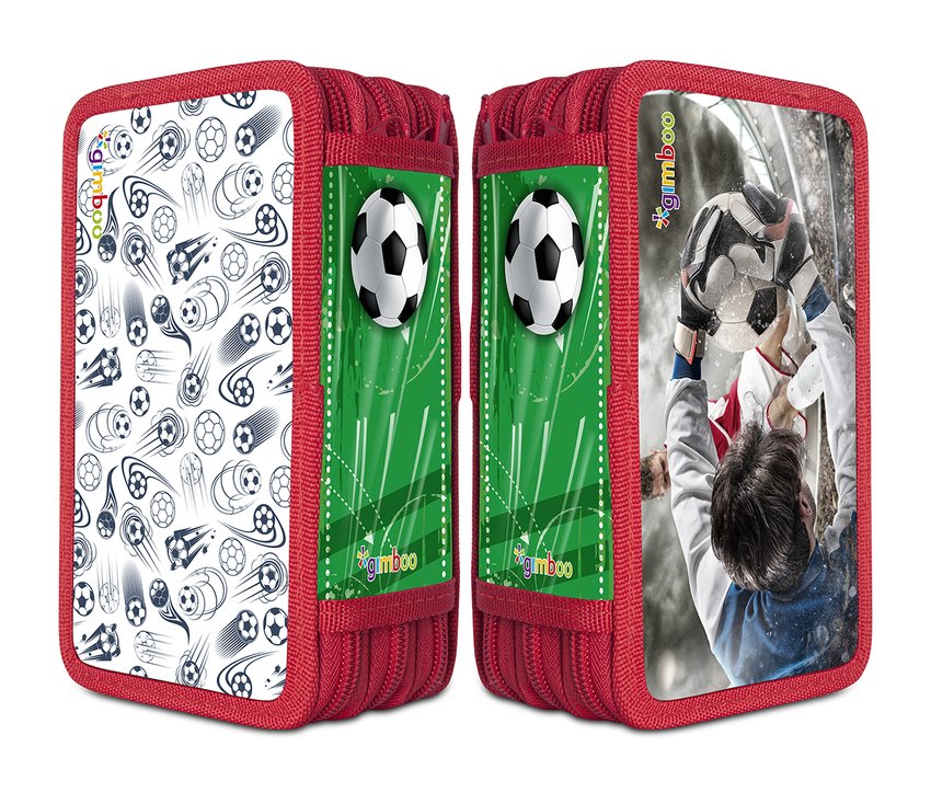 Piórnik szkolny GIMBOO z wyposażeniem 3 komory mix wzorów