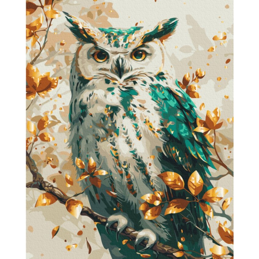 Malowanie po numerach BRUSHME 40x50 cm gold szmaragdowa sowa 1 szt., w pudełku