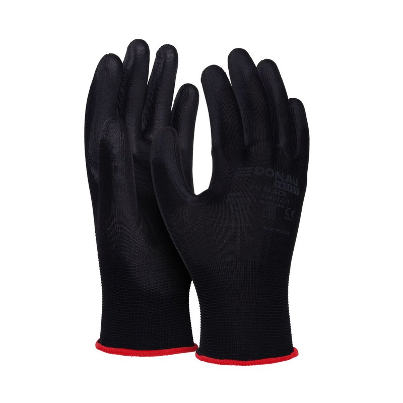 Rękawice Donau Safety Pu Black Kat. II Rozm. 6 Czarne  /DONAU SAFETY