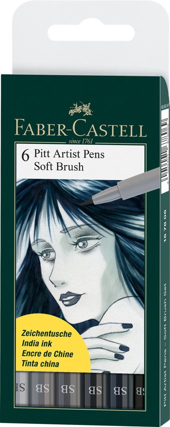 Pitt Artist Pen Soft Brush 6-Kol. Etui Faber-Castell