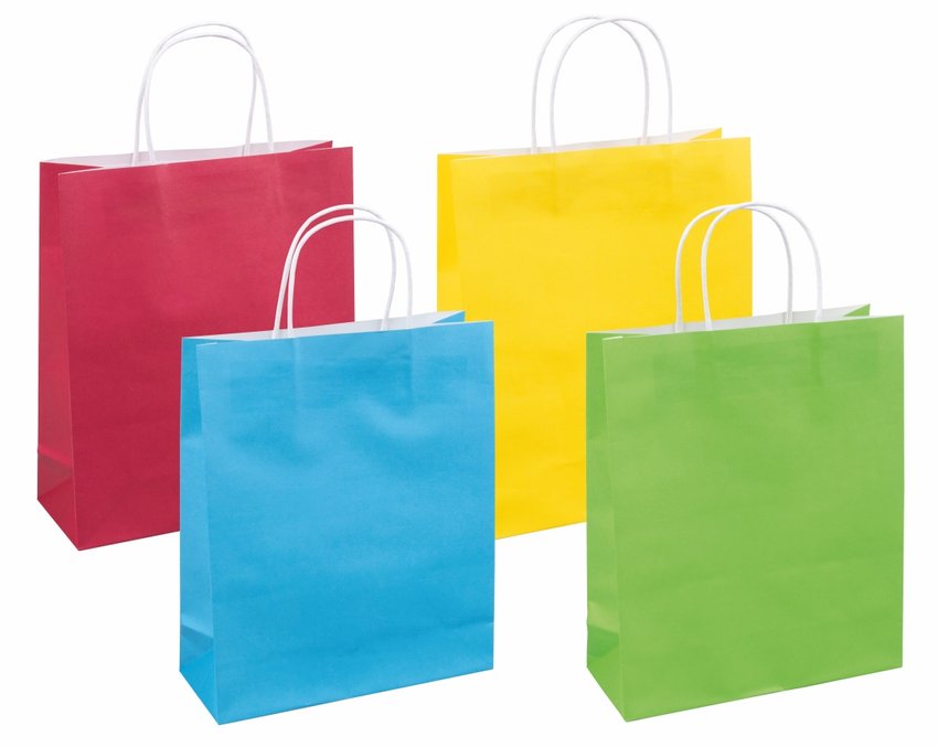 Torebka na prezenty DONAU HOME papierowa 25x30x10cm całoroczna jednolita mix kolorów