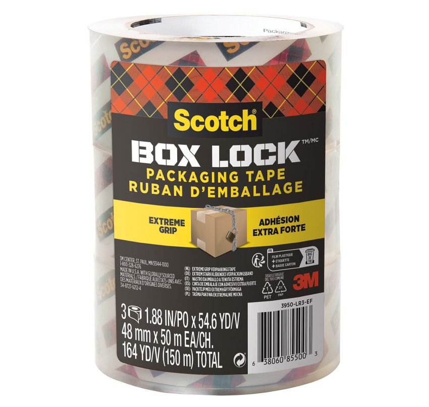 Taśma pakowa SCOTCH®Box Lock 48mm x 50m 3szt., transparentna