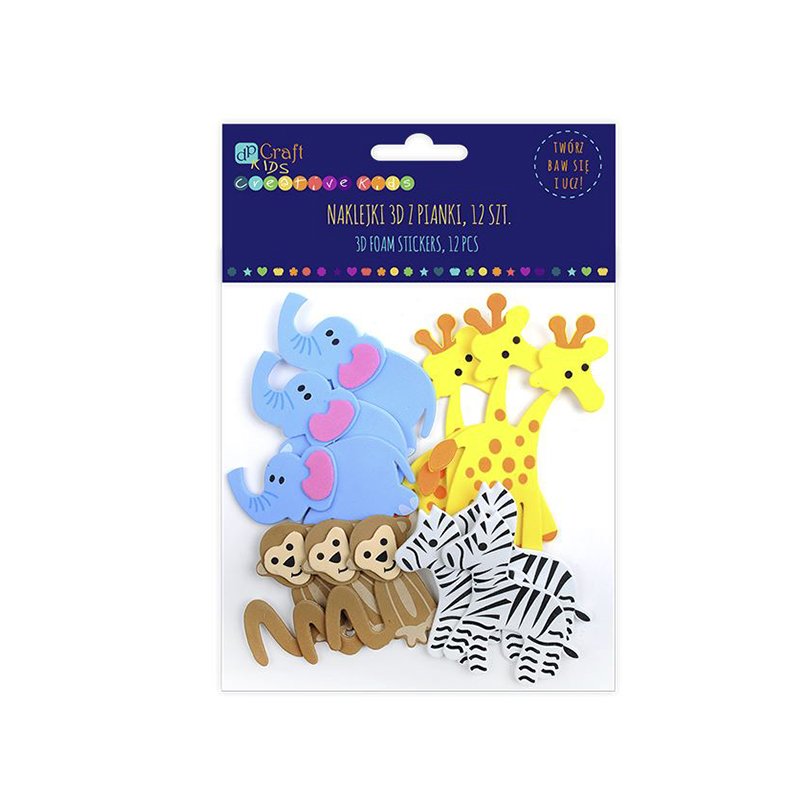 Naklejki z Pianki Zwierzęta Safari 12szt. /DpCraft