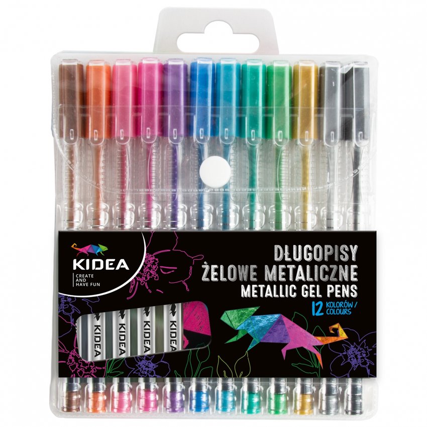 Długopisy Żelowe 12kol Metal /Kidea