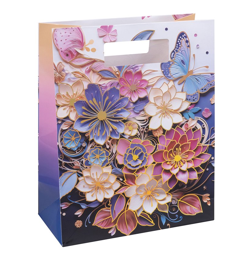 Torebka na prezenty DONAU HOME laminowana 26x325x10cm całoroczna z rączką mix wzorów