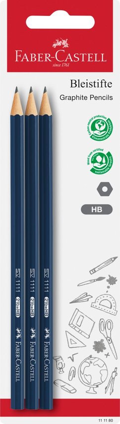 Ołówek 1111 Hb Kolor 3 Sztuki Blister Faber-Castell