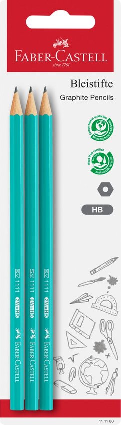 Ołówek 1111 Hb Kolor 3 Sztuki Blister Faber-Castell