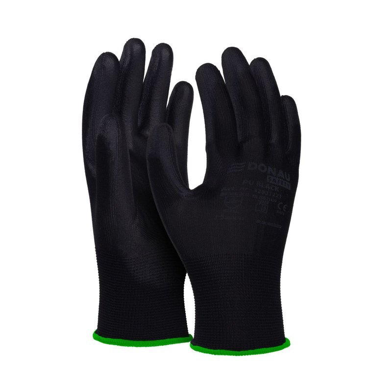 Rękawice Donau Safety Pu Black Kat. II Rozm. 11 Czarne  /DONAU SAFETY