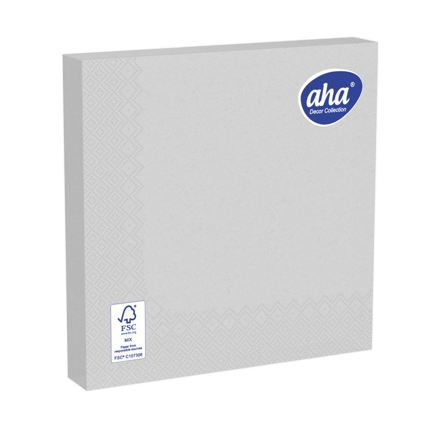 Serwetki AHA 3-warstwowe składanie 1/4 33x33cm 20 szt., srebrne