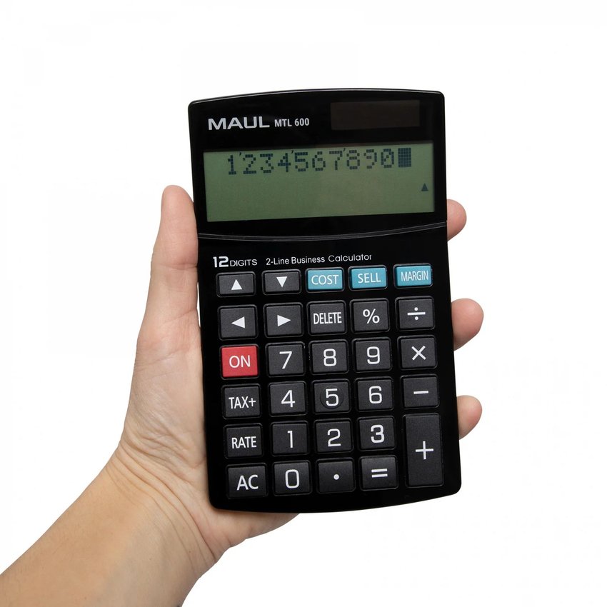 Kalkulator Biurkowy Business Pro Mtl 600, 12-Pozycyjny, Dwuliniowy, Czarny Maul