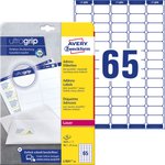 Samoprzylepne etykiety adresowe Avery 38.1x21.2 65/A4 A'25 białe No.L7651-25