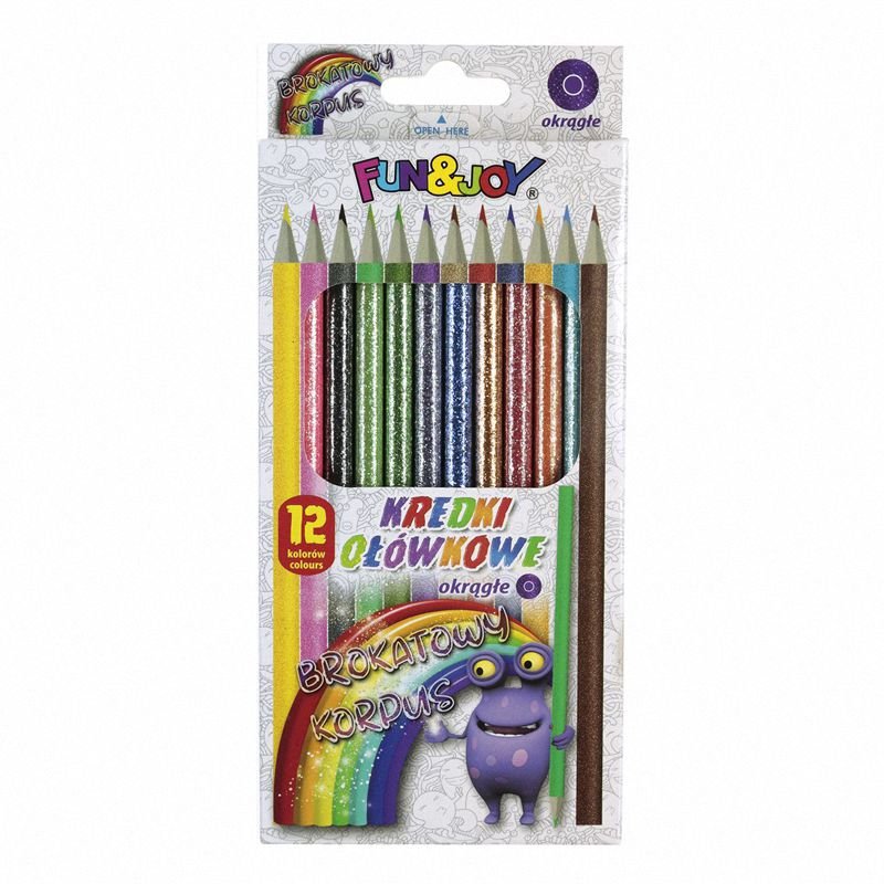 Kredki Ołówkowe 12 kol. Brokat /Fun&Joy