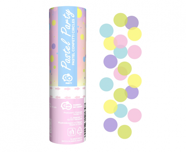 Konfetti Pneumatyczne Kółeczka 15cm Kolorowe Pastel Party /GoDan